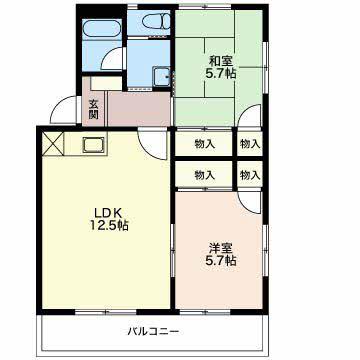 センターハイツとみつか(2LDK/2階)の間取り写真