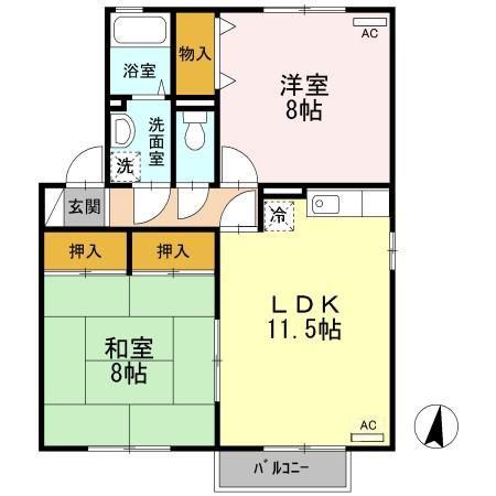 アビタシオン III(2LDK/2階)の間取り写真