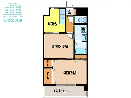 ステートリーマンション鷲崎(2K/5階)の間取り写真