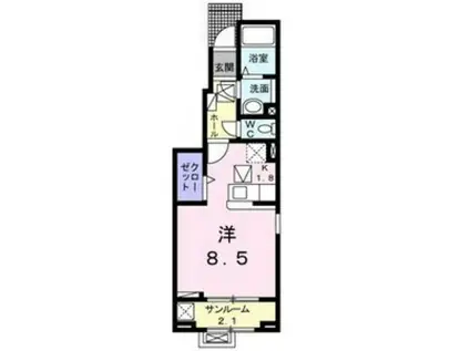 ハピアス鎌田(ワンルーム/1階)の間取り写真