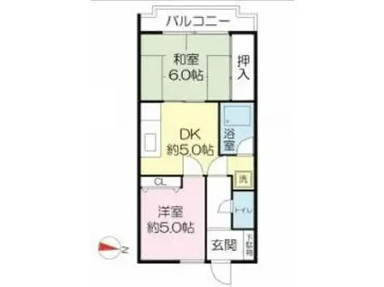 フローレンス西宮I(2DK/3階)の間取り写真