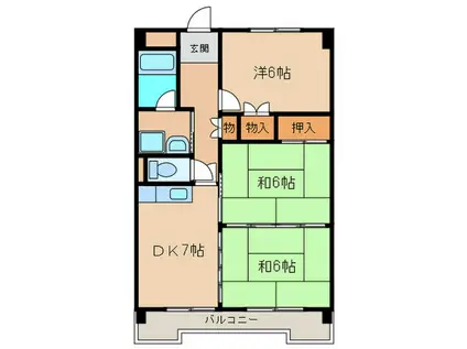 成瀬ハイツⅡ(3DK/4階)の間取り写真