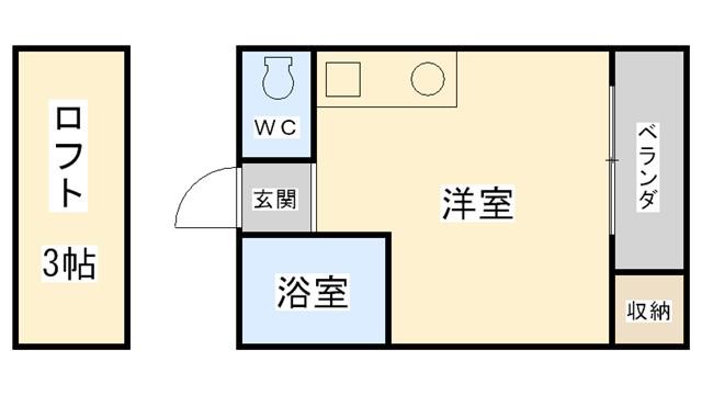 グリーンコーポ(ワンルーム/2階)の間取り写真