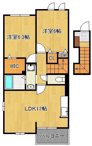 クラリオン ヒルズ(2LDK/2階)の間取り写真
