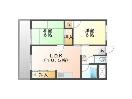 AAビル(2LDK/4階)の間取り写真