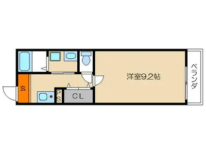 カームネス祇園南(1K/2階)の間取り写真