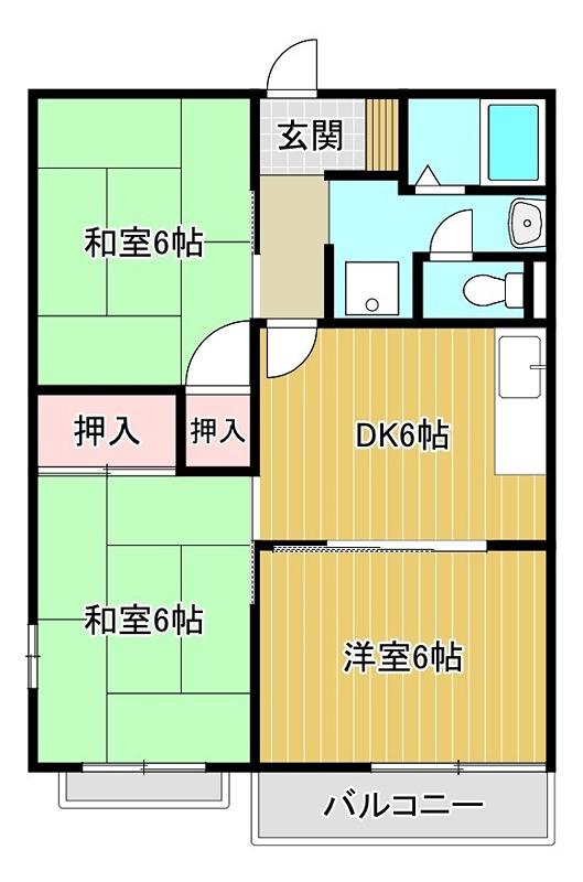 サンハイツ西井I(3DK/2階)の間取り写真
