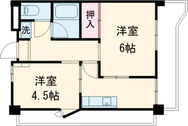 栗林ハイツ(2DK/8階)の間取り写真