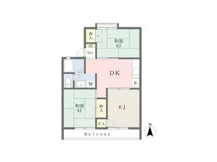 シャド-ハイツ(3DK/2階)の間取り写真