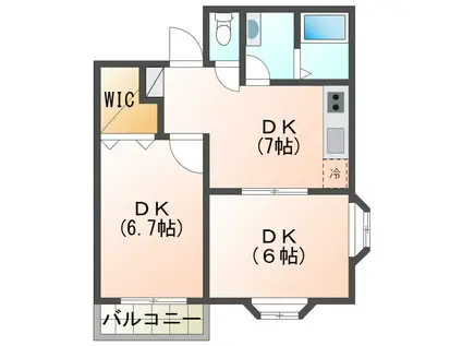 JR内房線 八幡宿駅 徒歩29分 2階建 築19年(2DK/2階)の間取り写真