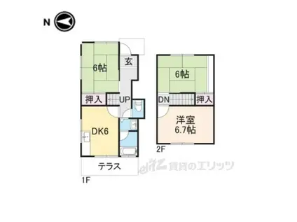 JR福知山線 中山寺駅 徒歩23分 2階建 築38年(3DK/1階)の間取り写真