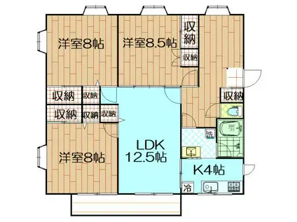 ハウストリアーダ(3LDK/1階)の間取り写真