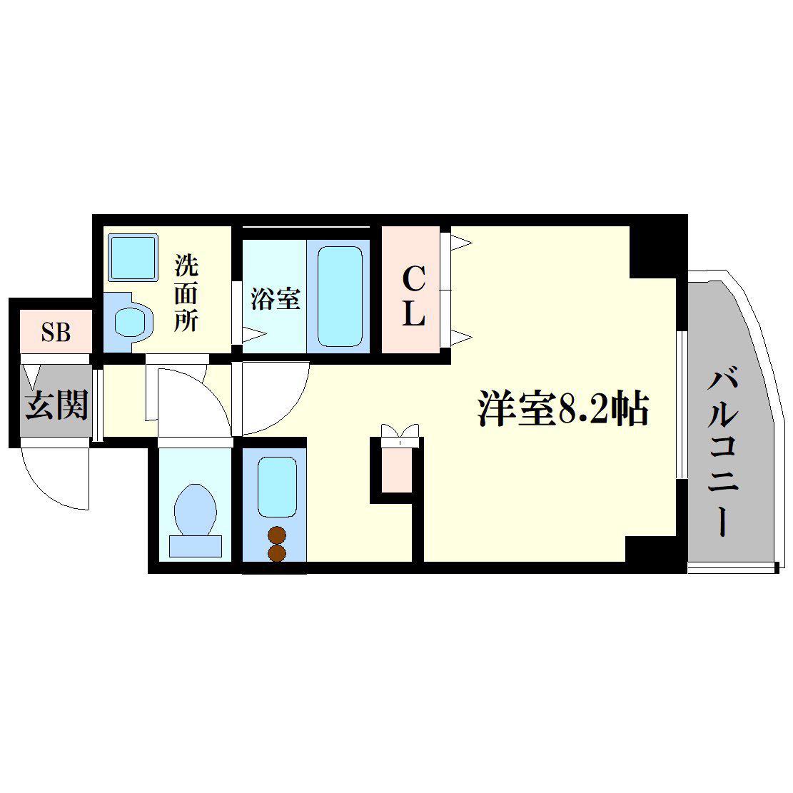 エヌズマンション港(1K/4階)の間取り写真