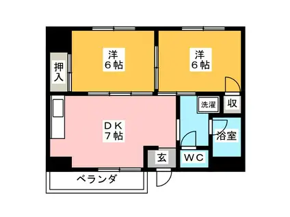 アーバン大橋(2DK/5階)の間取り写真