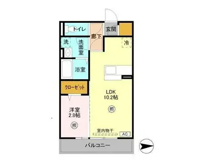 グランドゥール三笠山(1LDK/3階)の間取り写真