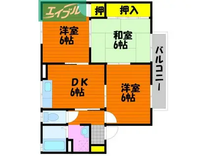 セントフランシスB棟(3DK/2階)の間取り写真