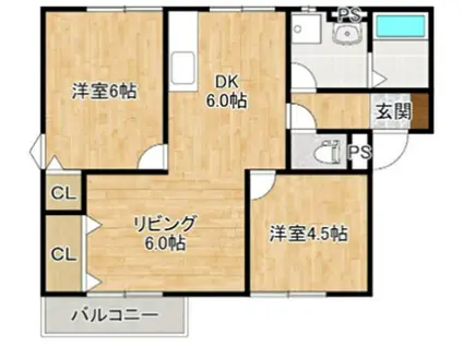 ハイブリッジ(2LDK/2階)の間取り写真