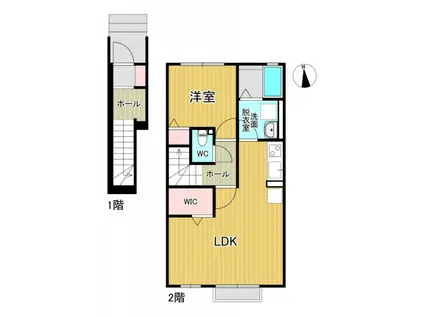 ディアコートB(1LDK/2階)の間取り写真