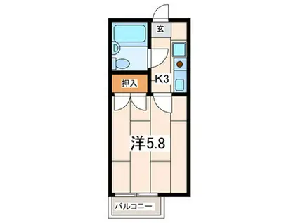 パクヒルズA(1K/2階)の間取り写真