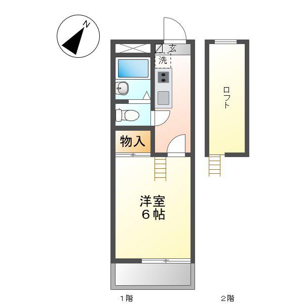 ピオニエ川名(1K/1階)の間取り写真