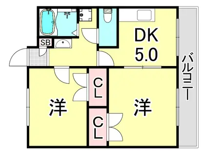 ダイコーポ西藤江(2DK/2階)の間取り写真