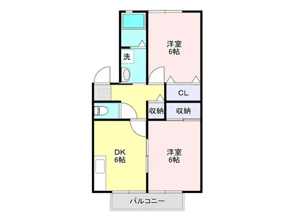 ニューキャピタル壱番館(2DK/2階)の間取り写真