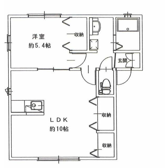 マウナ西大竹(1LDK/2階)の間取り写真