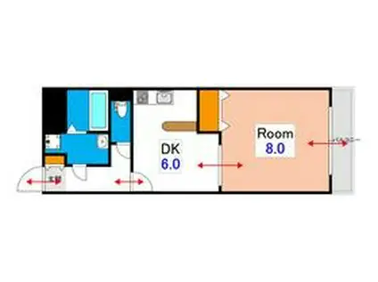 パエーゼFUJII II(1DK/4階)の間取り写真