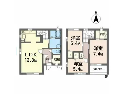 コモンシティ方木田B(3LDK/1階)の間取り写真