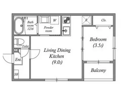 ハーモニーテラス末広町(1LDK/1階)の間取り写真