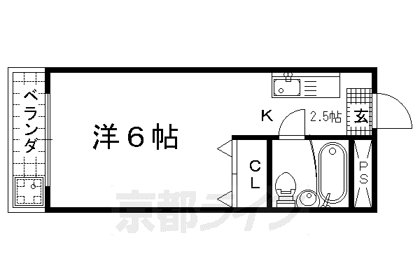 第1グランドールMIYAGAWA(1K/2階)の間取り写真
