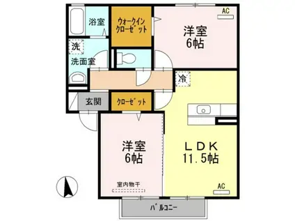 アークパレ B棟(2LDK/2階)の間取り写真