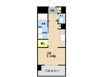 LIBTH箱崎宮前(ワンルーム/3階)の間取り写真