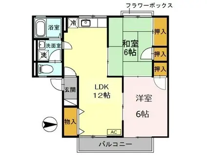 ティファニー21 A棟(2LDK/1階)の間取り写真