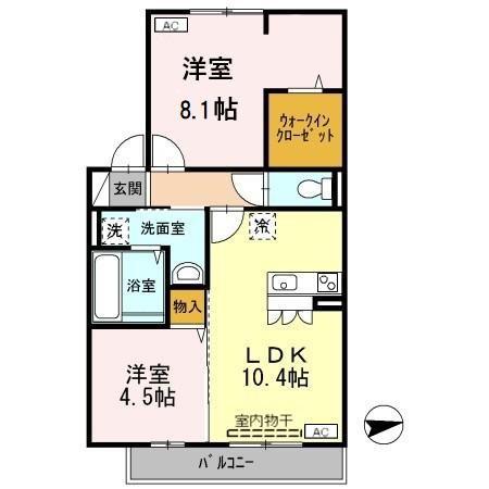 グランドゥール畷(2LDK/2階)の間取り写真
