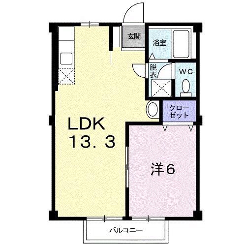 ロッジカントリー(1LDK/2階)の間取り写真