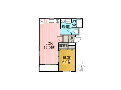 マンションドム錦町II(1LDK/1階)の間取り写真