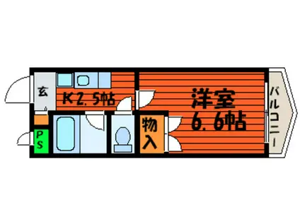 ラヴェスパ(1K/4階)の間取り写真