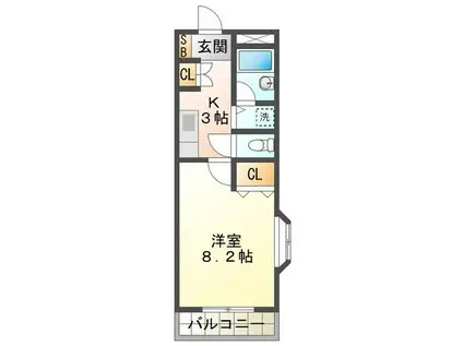 インターメゾン河芸(1K/3階)の間取り写真