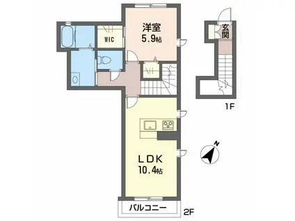 シャーメゾン天山(1LDK/2階)の間取り写真