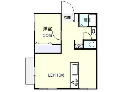 コーポ横山(1LDK/1階)の間取り写真