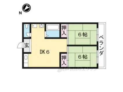 ドリームハイツB(2DK/2階)の間取り写真