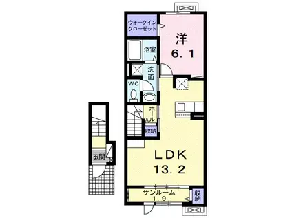 アルモニーC(1LDK/2階)の間取り写真