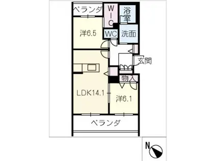 ヴィアソーレ(2LDK/1階)の間取り写真
