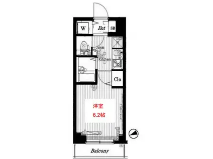 ガーラ大井町ゼームス坂上(1K/2階)の間取り写真