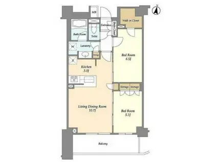 BLESS中野弥生町(2LDK/4階)の間取り写真