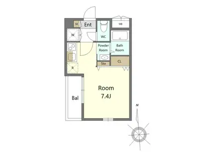 TOC TEC III(ワンルーム/2階)の間取り写真