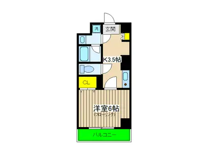 ブライトVヨコハマ(1K/7階)の間取り写真