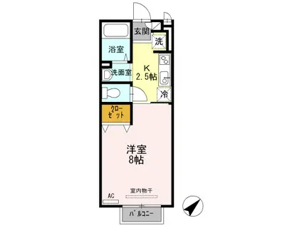 メーアブラッセ(1K/2階)の間取り写真