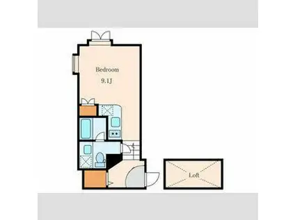 CHAT LAPIN 南麻布(ワンルーム/2階)の間取り写真